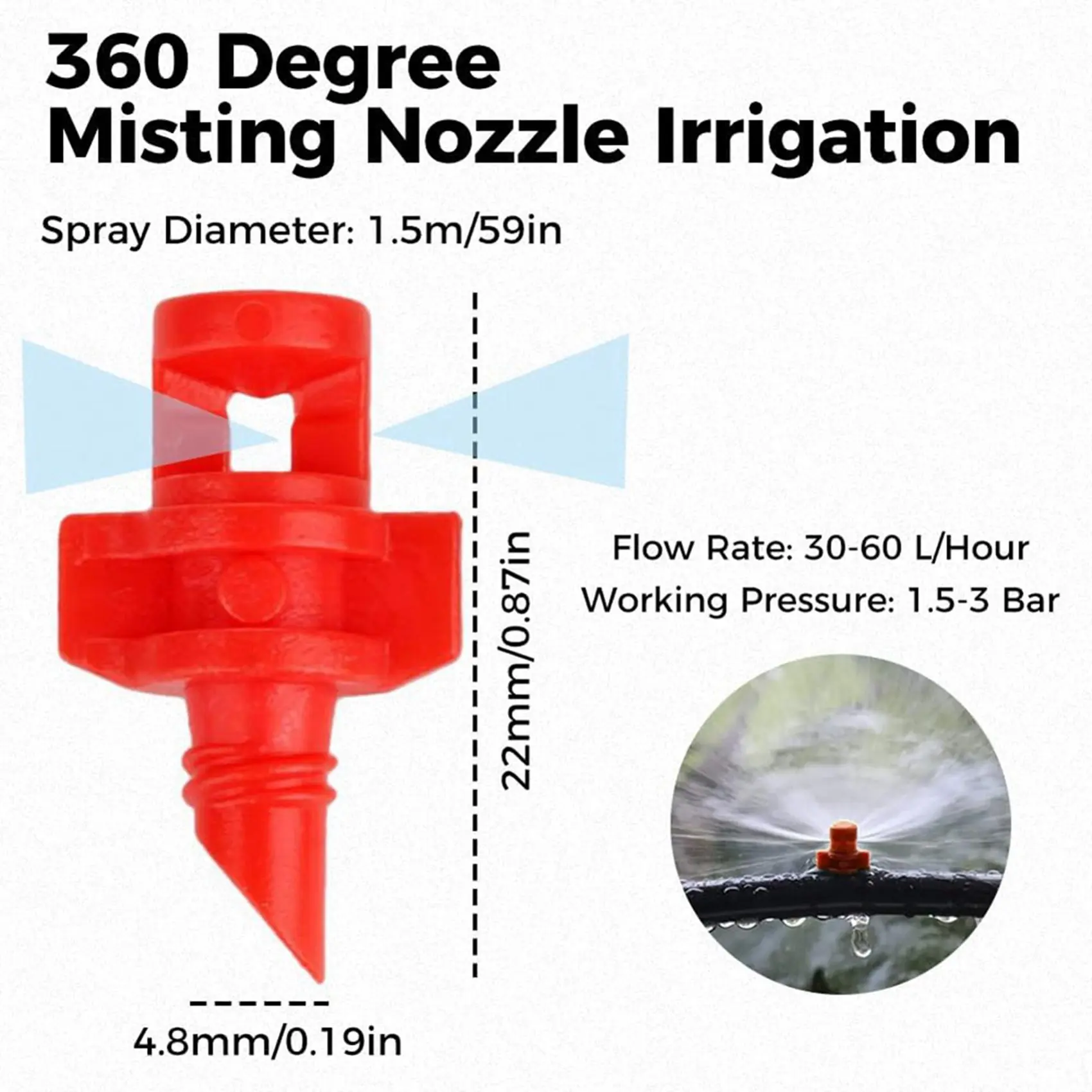 

A20F-2000PCS Форсунка для распыления воды на 360 градусов, ороситель для садовых ирригационных систем, автоматический распылитель-капельница