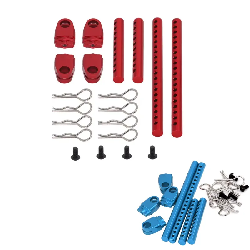 مجموعة تركيب الجسم المعدنية المجمعة لـ Tamiya TT02، تعديل الارتفاع بدون أدوات وعقد آمن مع مشابك R متضمنة