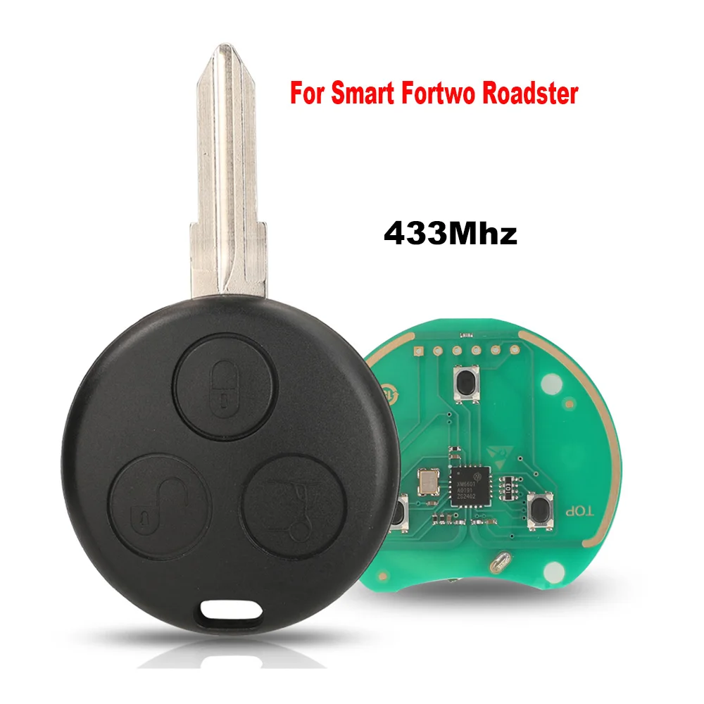 

jingyuqin 3 Buttons Remote Car Key For Mercedes Benz Key Smart Fortwo 450 Forfour Roadster Chiave 433MHz Auto Key Fob Blade