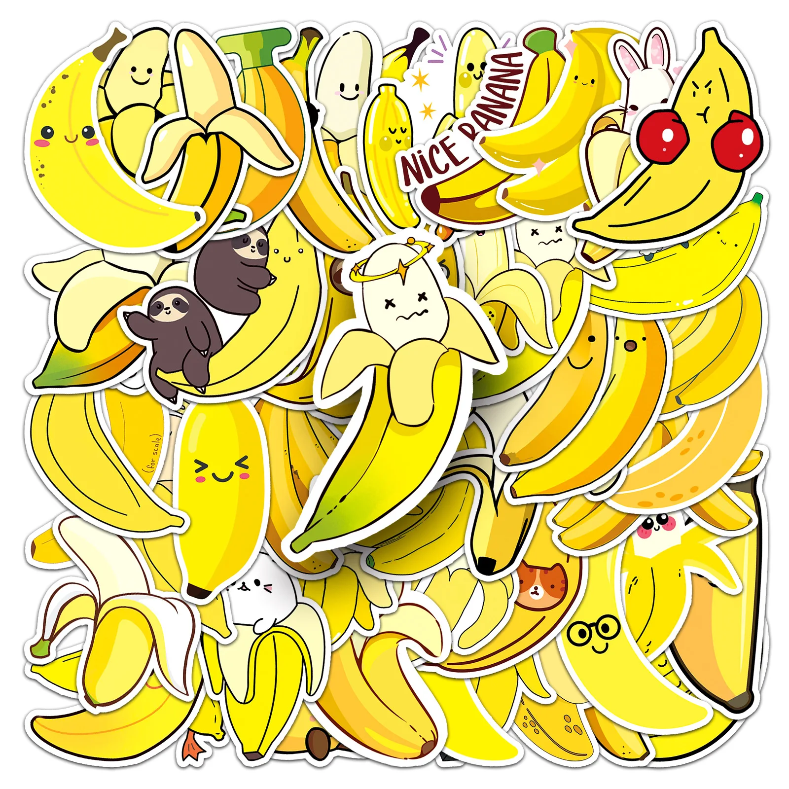 10/30/50PCS Cartoon Banana Fruit Sticker Graffiti Luggage Laptop Helmet Car Computer Pattern Scrapbook Toys Decoration Wholesale