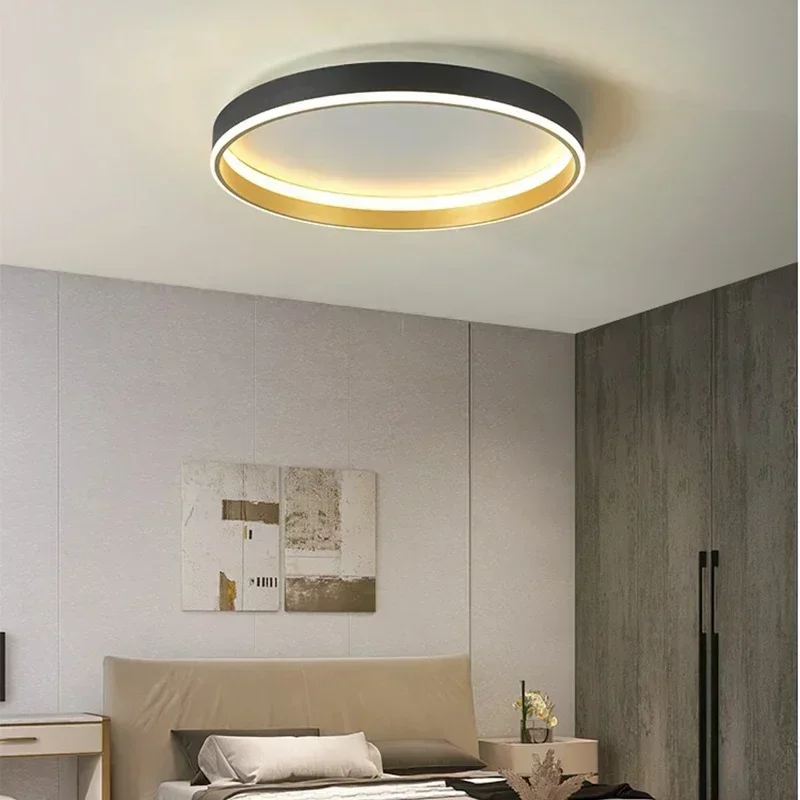 Lámpara de techo LED moderna, candelabro de techo minimalista para dormitorio, sala de estar, comedor, pasillo, Circular, decoración interior del