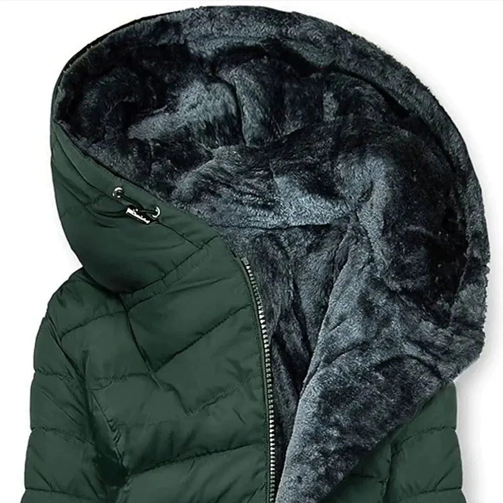 UNIKTEE Piumino trapuntato slim fit da donna con cappuccio in pelliccia sintetica a maniche lunghe Piumino invernale da indossare ogni giorno