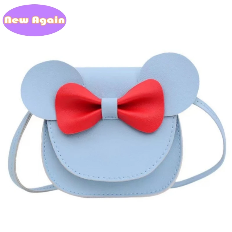 Childrens cartoon messenger bag Kids fashion pu leather crossbody bags Toddlers cute bowknot Purse Baby girls mini wallet NAB292