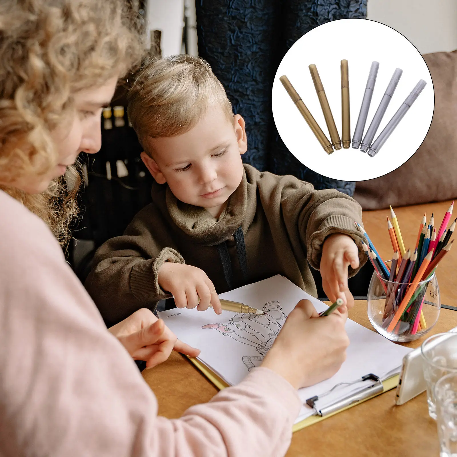 

6Pcs Paint Marker Pens Plastic Markers Fine Point DIY Crafts Art Supplies for Wine Glass Wood Stone Scrapbooking