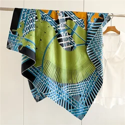 Horse Silk Mulberry Scarf Large Hand-Rolled Edges Shawl Herm Head Hair Bag Bandanas Summer Spring Scarves Accessories Decoration