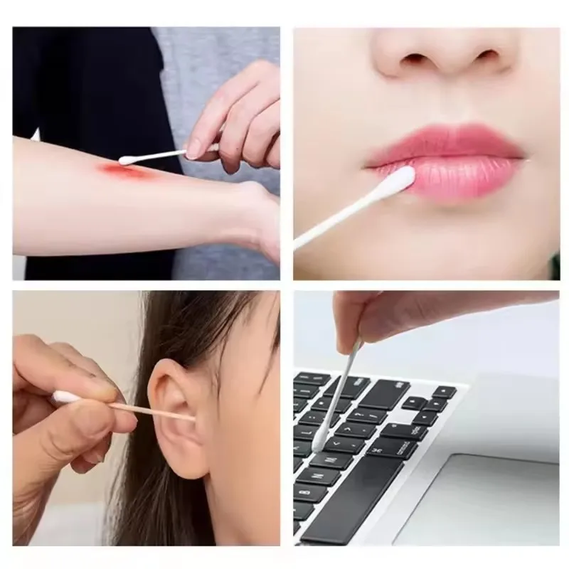100/500pcs Cotton Swab Ear Digging Makeup Remover Cleaning and Beauty Stick Cotton Swab Double Headed Cotton Swab