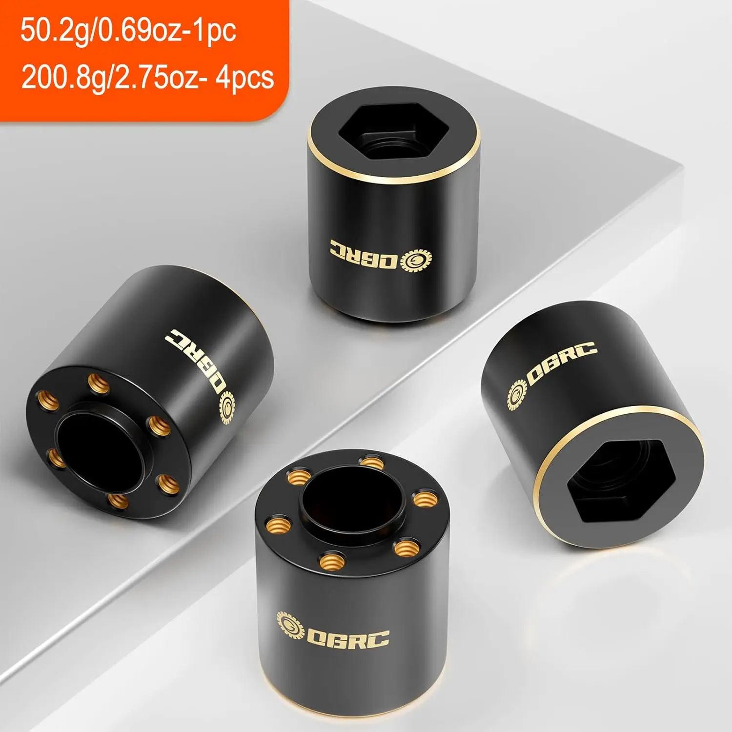 OGRC Brass Weights 12mm Hex Hub Wheel Adapter Widen 6/9/ 15/22mm for 1/10 SCX10 TRX4 GEN7 8 1.9 2.2Inch RC Crawler Wheels