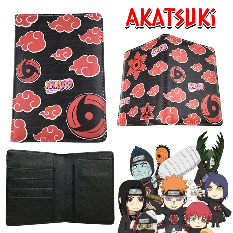 NARUTO Akatsuki Passport Cover PU Leather Man Women Travel Passport Holder with Credit Card Holder Case Wallet Protector Cover