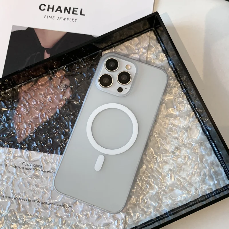 مناسبة لابل 17/16/15/14/13/12/11magsafe الجليد الضباب رقيقة جدا المغناطيسي الجلد شفط متجمد الهاتف واقية #4