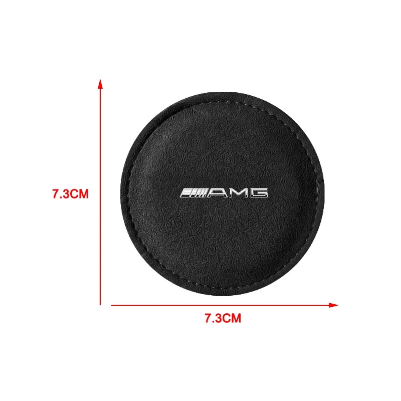 Car Cup Holder Pad Leather AMG Badge Slot Non-slip Coaster Mat Car Styling For Mercedes Benz W205 W177 W212 W213 W221 W220 W176