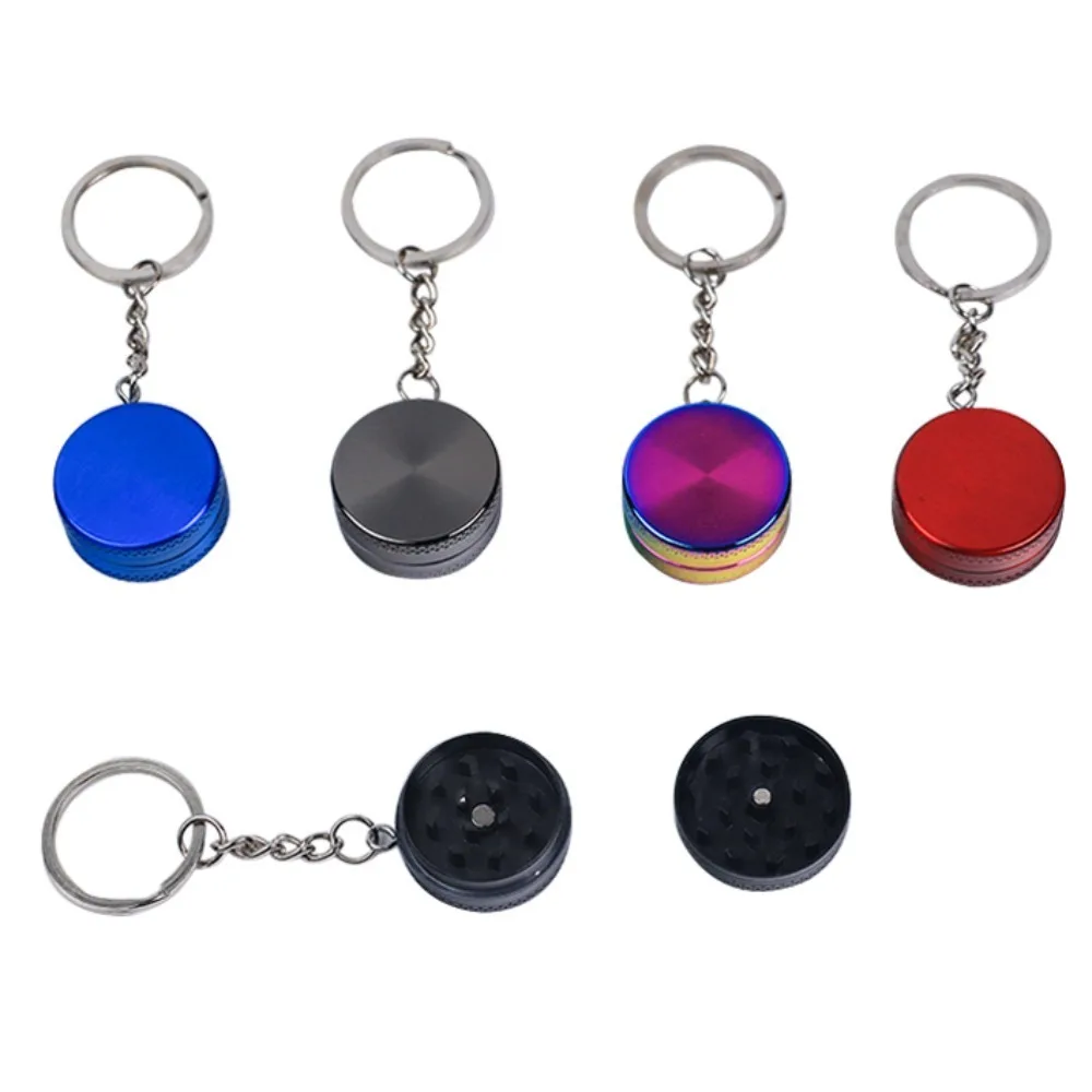 

30mm Keychain Style Metal Herb Grinder Two Layer Design Compact Kitchen Tool Smoking Accessory