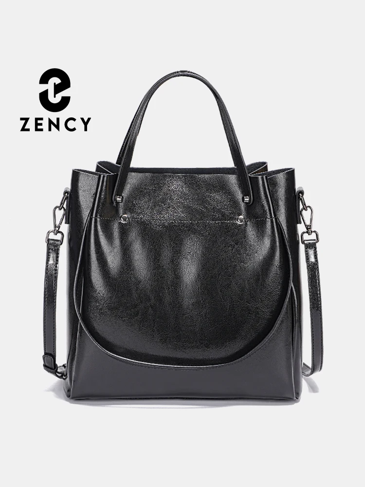 Zency Fashion 100% Genuine Leather Women Handbag Large Capacity Green Shoulder Bag Crossbody Tote Purses Shopper Bag 2024 Trendy