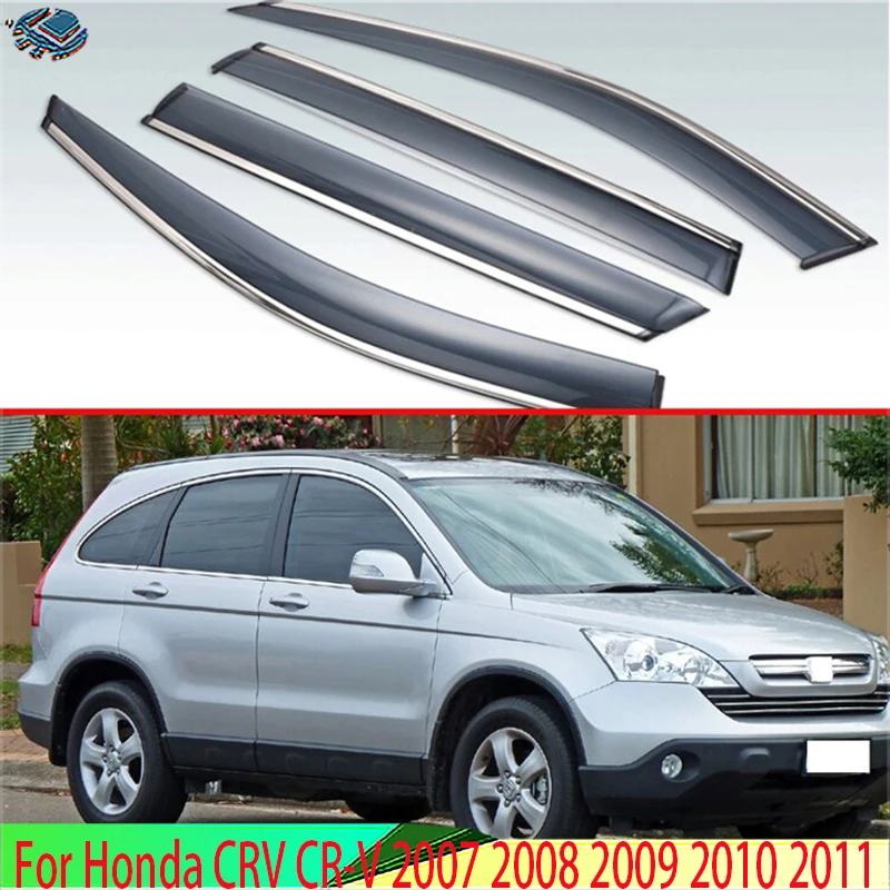 For Honda CRV CR-V 2007 2008 2009 2010 2011 Plastic Exterior Visor Vent Shades Window Sun Rain Guard Deflector 4pcs