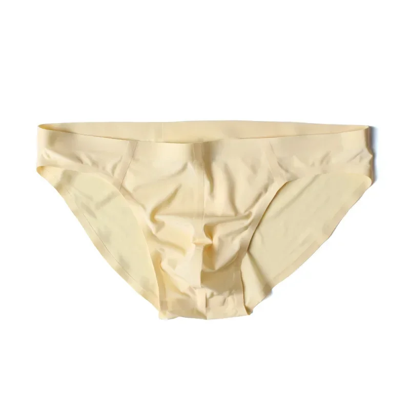 

Бесшовные трусы из ледяного шелка для мужчин: сексуальные, с U-образным выпуклым карманом, эластичные, легкие, быстросохнущие, тонкие, эротические, с низкой посадкой