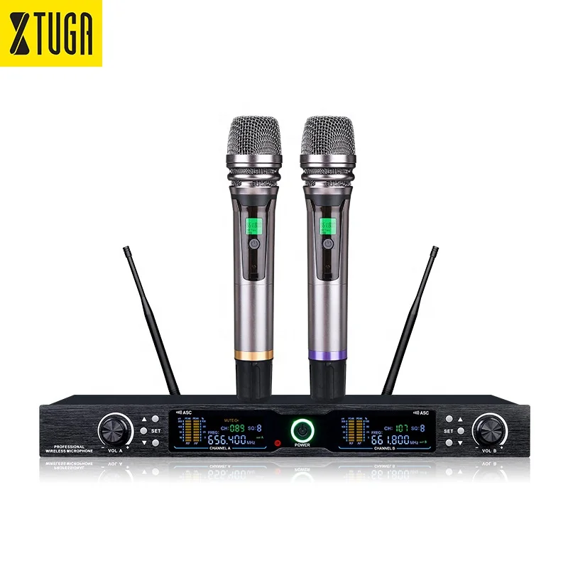 

Xtuga BK202 Sans Fil UHF XLR Connector 3 Pin Mic De Estudio Dual Wireless Handheld Microphone