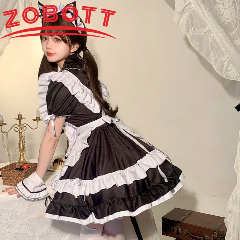 Japanese Maid Dress Sweet Lolita School Girl Party Show Love Live Cosplay Costumes Anime Plus Size Coffee Waitress uniform