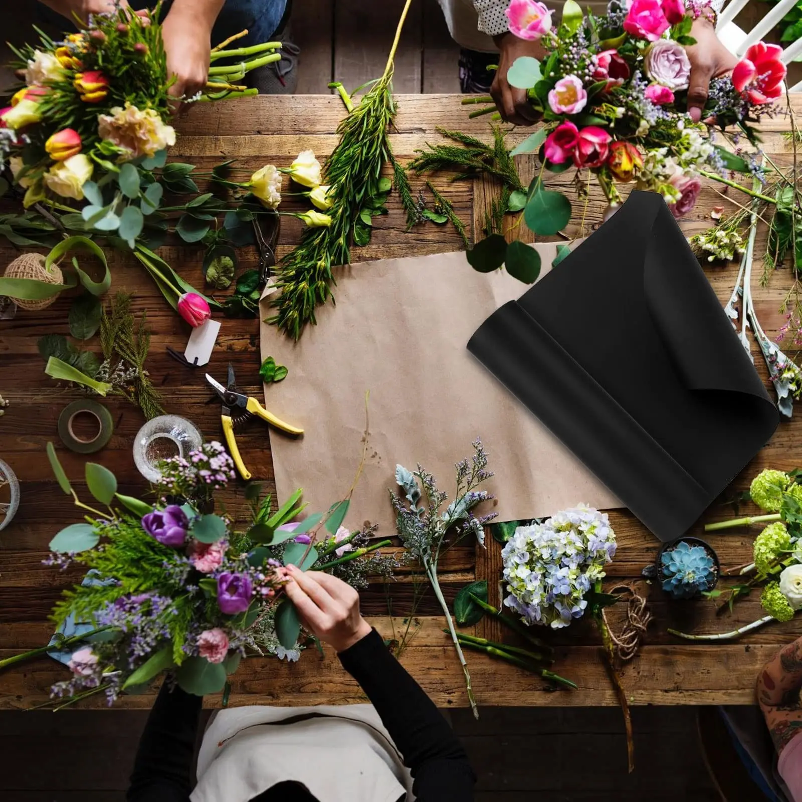 50cm x 10m 검은 크래프트 종이 서양 의학 타블렛 포장지 수제 종이 접기 음식 의류 레드 와인 포장지