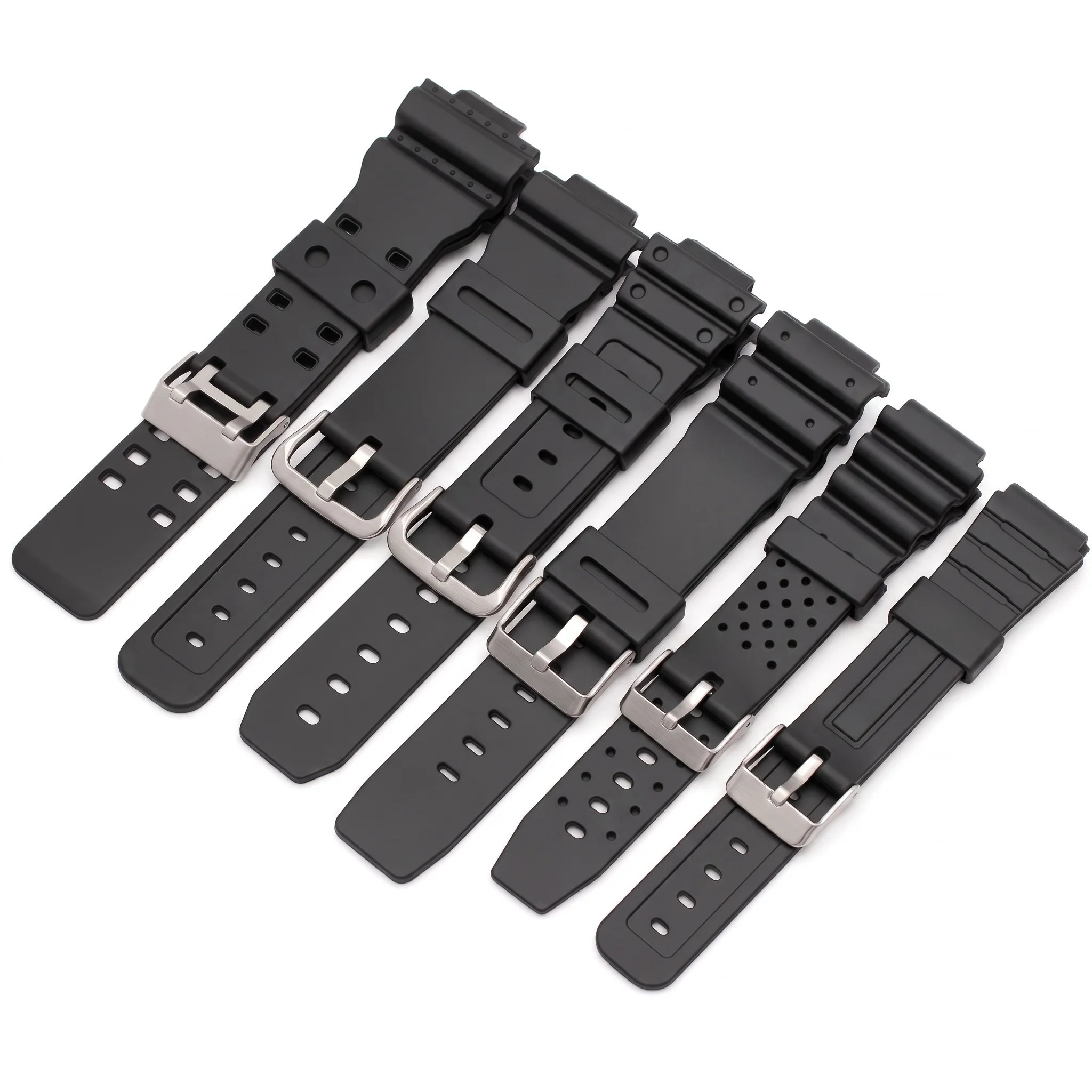 Watchband Silicone Rubber Band Men Sports Diving Black Strap PU Replace Electronic Wristwatch Belt Watch Accessories