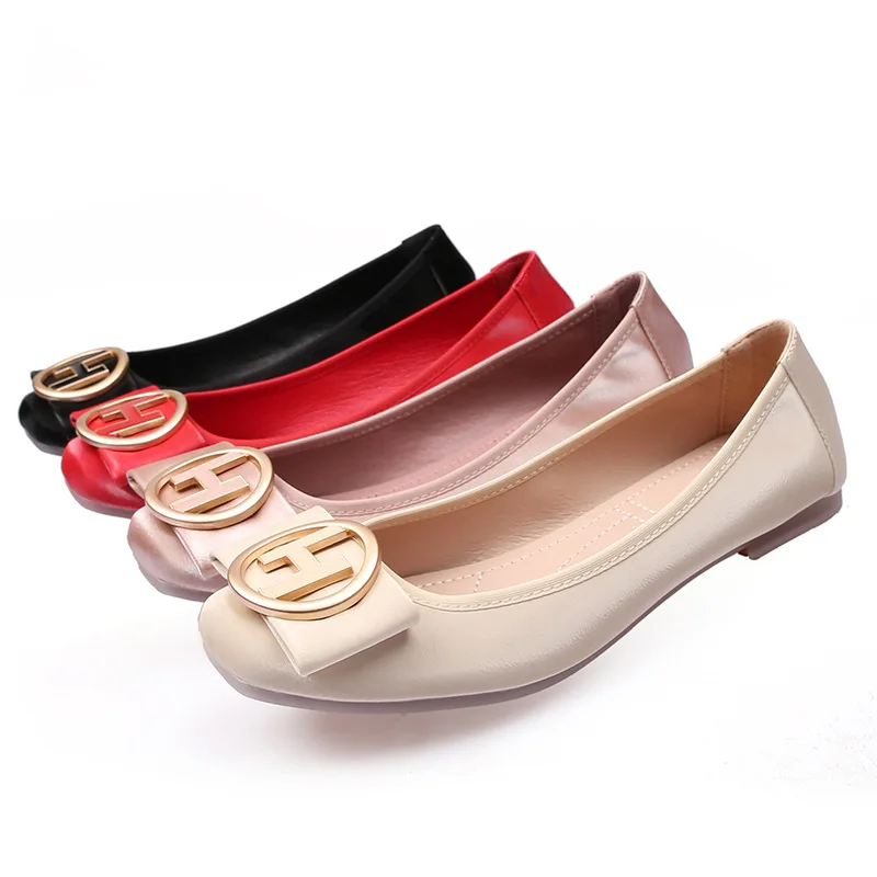 Plus Big Size 35-44 Women Flats Slip on Shoes H Buckle Soft Sole Flat Pumps Wedding Party Office Ladies Dress Shoes Girls Shoes