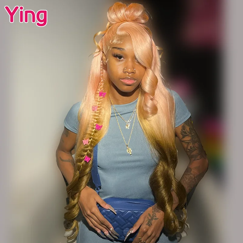 

Ying Orange Pink Omber Grey Body Wave Peruvian Remy 13x4 Lace Front Human Hair Wigs 613 Blonde 13x6 Lace Frontal Wig PrePlucked