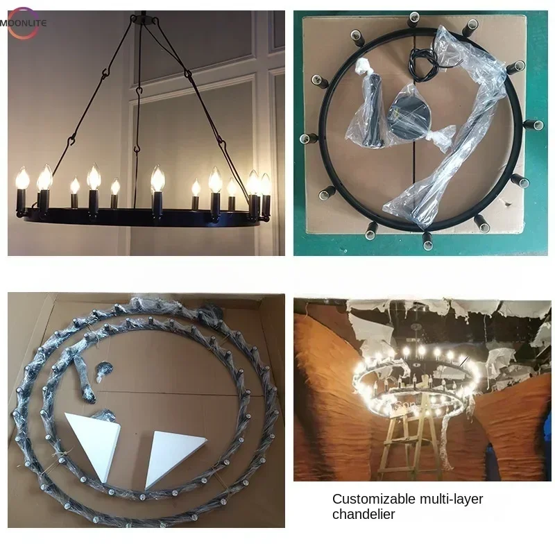Vintage American Retro Iron Pendant Lamp Industrial E14 LED Droplight Round Cafe Restaurant Bar Knight Candle pendant lights