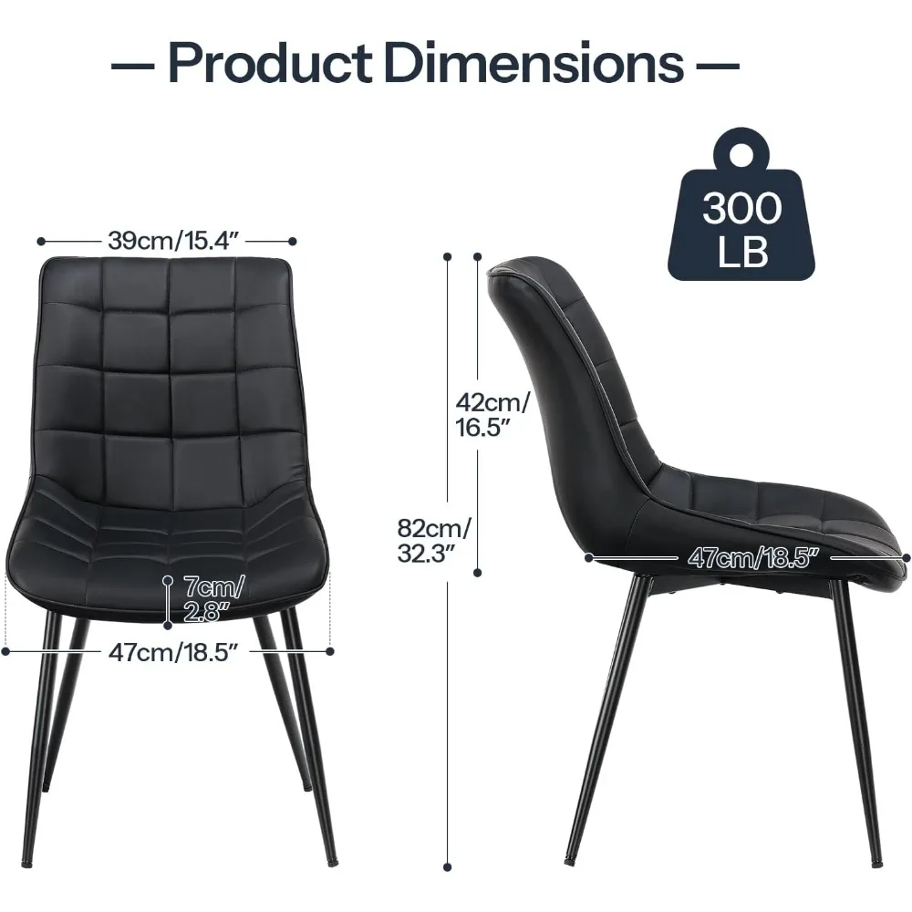 طقم كراسي طعام HOOBRO مكون من قطعتين، كراسي غرفة طعام منجدة، كراسي مطبخ حديثة من الجلد الصناعي لغرفة المعيشة، غرفة الطعام، #3
