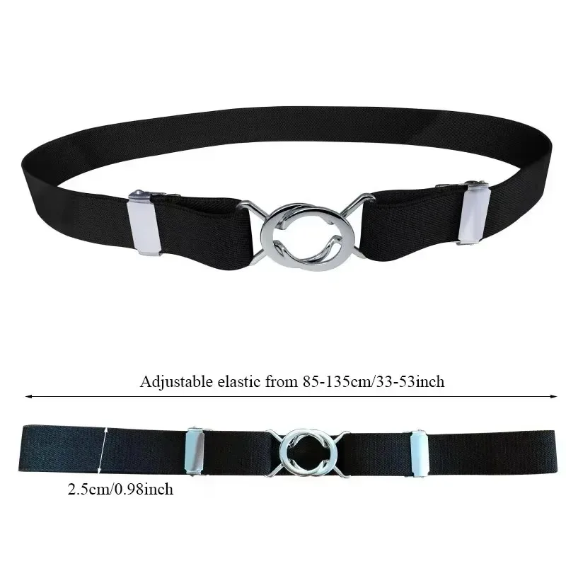 Adjustable Elastic Stretch Belt Invisible Belt for Women Girls Jeans Pants Dress 2.5cm Wide Metal Ring Buckle No Hassle No Bugle