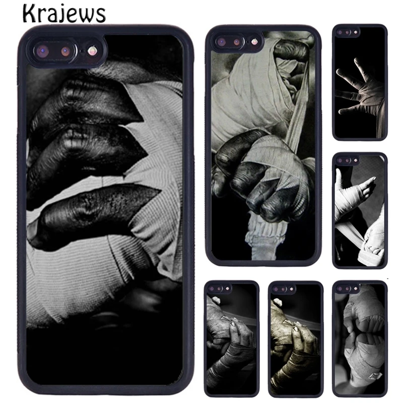 Krajews Muay Thai Kickboxing Fight Pattern Phone Case For iPhone 16 15 14 XR XS 11 12 mini 13 Pro MAX Plus cover coque