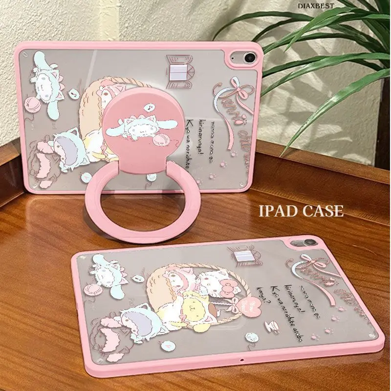 

Sanrios Cinnamoroll, милый чехол для планшета Ipadair7, новый акриловый настольный чехол с мультяшным рисунком и кронштейном, планшет с сердечком для девочек, защищает заднюю панель
