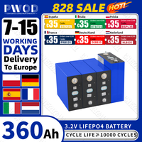 PWOD 3.2V Lifepo4 Battery 360AH Grade A 10000Cycle DIY 12V 24V 48V Lithium iron phosphate Cell For Camping Golf Cart EU Stock