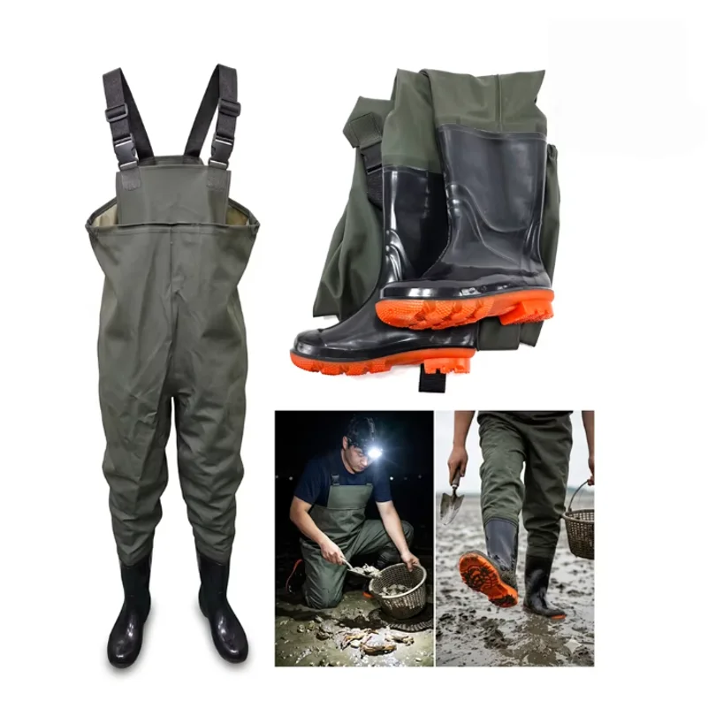 Waist Wader Chest Rain Boots Wading Sea Fishing Waterproof Waders Suspenders Work Full Body Pants Rain Boots Fishing Tools