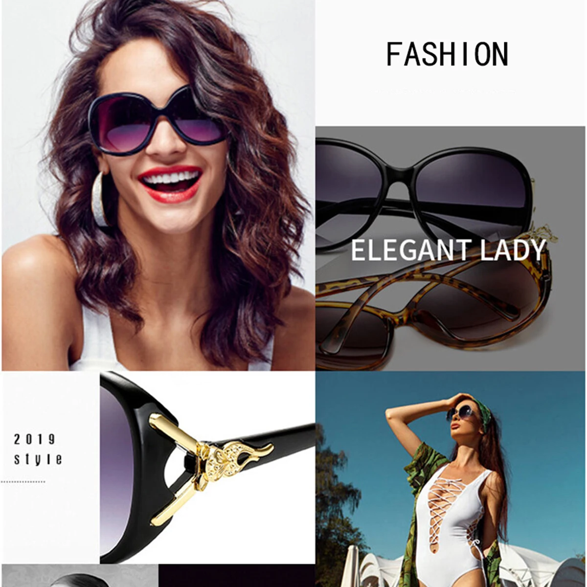 Big Frame Fox Head Sunglasses para senhoras, Proteção UV, Driving Shade, Nova Moda