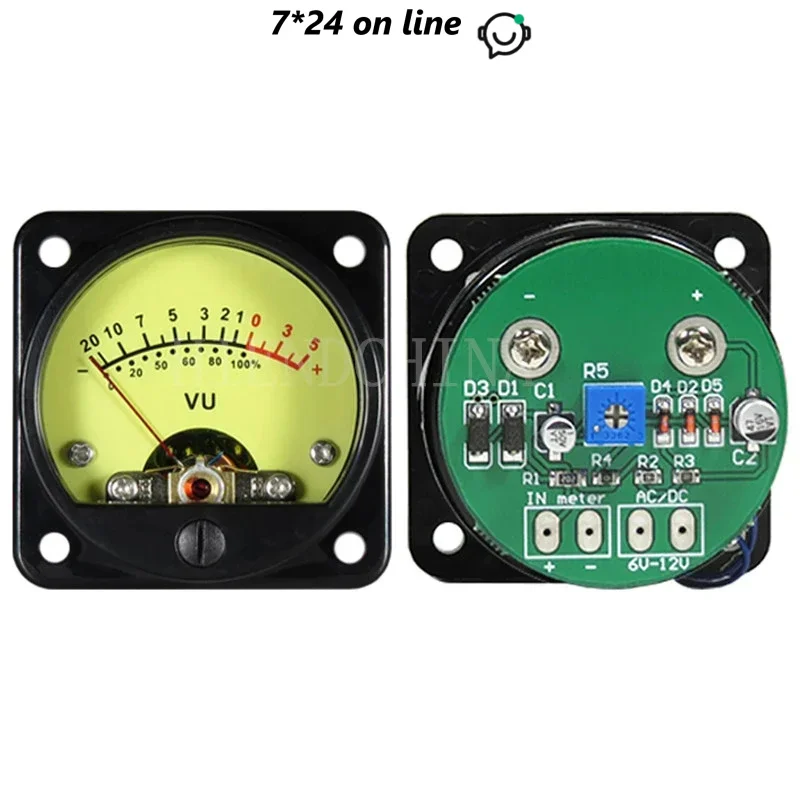 ZV-04 45mm With Drive VU Meter With Warm Yellow Backlight Sound Pressure Meter+VU Level Audio Meter Driver Board DC/AC 6-12V