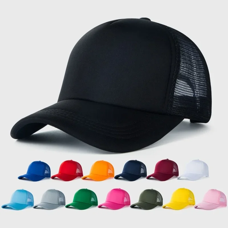 1 PCS Unisex Cap Casual Plain Mesh Baseball Cap Adjustable Snapback Hats For Women Men Hip Hop Trucker Cap Streetwear Dad Hat