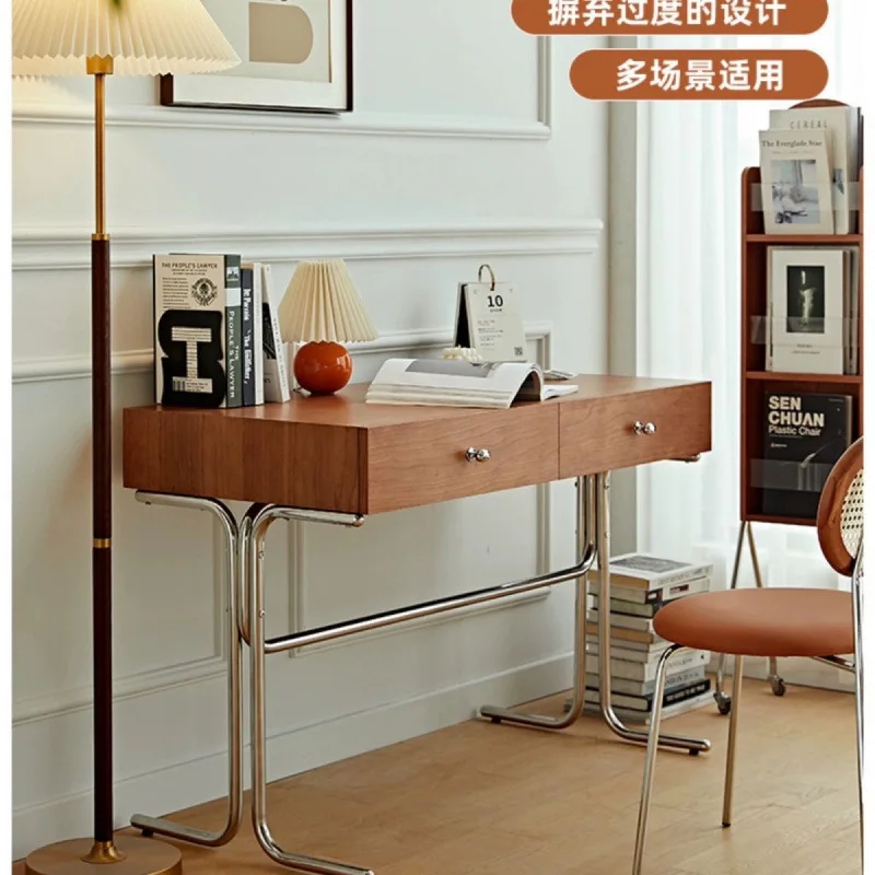 Solid wood desk, retro medieval small apartment home, Nordic simple computer