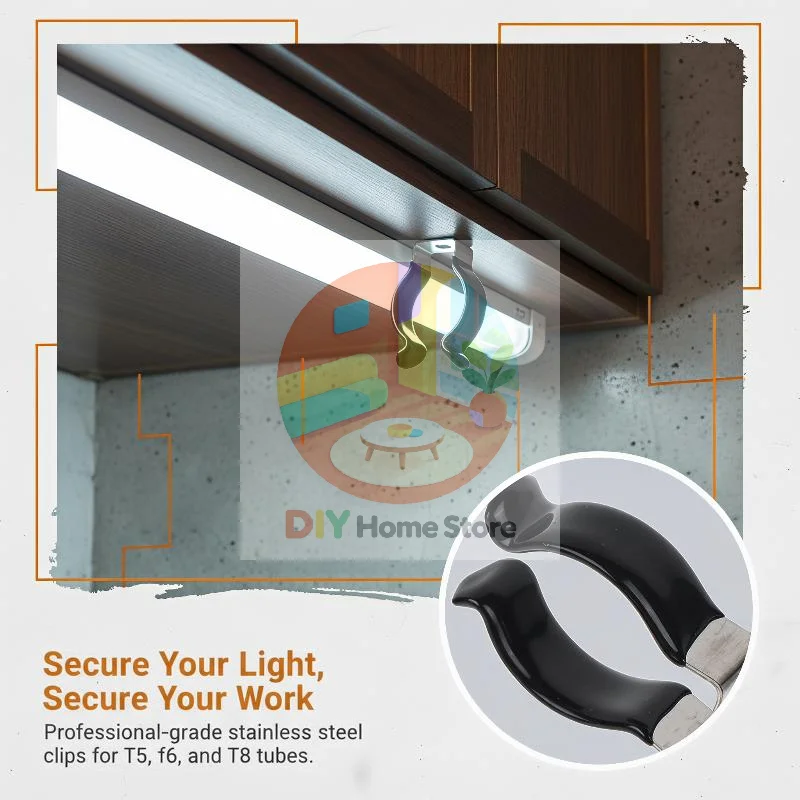 5Pcs U Clips Holder T5-T10 Compatible Plastic Dipped Clamps Durable Lamp Support Lampholder for Home Lighting Fixing