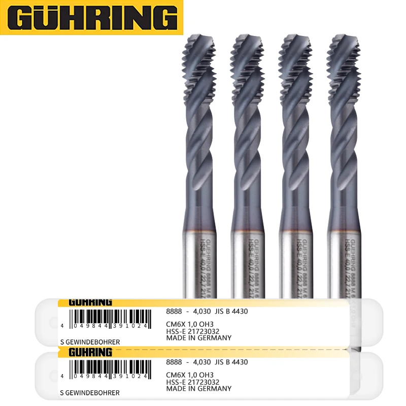 German Original GUHRING JIS Standard 8888 8889 Spiral Pointed Tap Fluted M3 M4 M5 M6 M8 M10 M12 M14 M16 M18 Machine Thread Taps