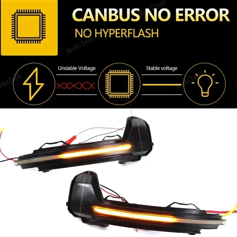 Dynamic LED Turn Signal Lights Rearview Mirror Indicator Blinker Repeater For Volkswagen VW Tiguan MK2 2017-22 Touareg MK3 19-22