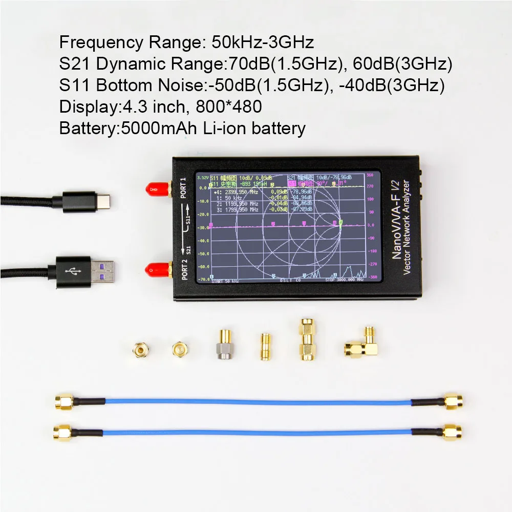 HTOOL V2 Vector Network Analyzer 50KHz-3GHz VHF UHF VNA HT03 9KHz-3GHz Near Field Probe Set Interference Source EMC EMI Test