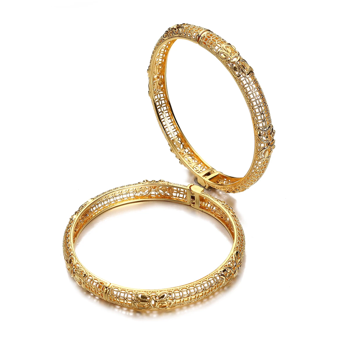 2 قطعة سوار تويست ذهبي اللون أنيق كلاسيكي بوذا التبتية سوار للنساء #4