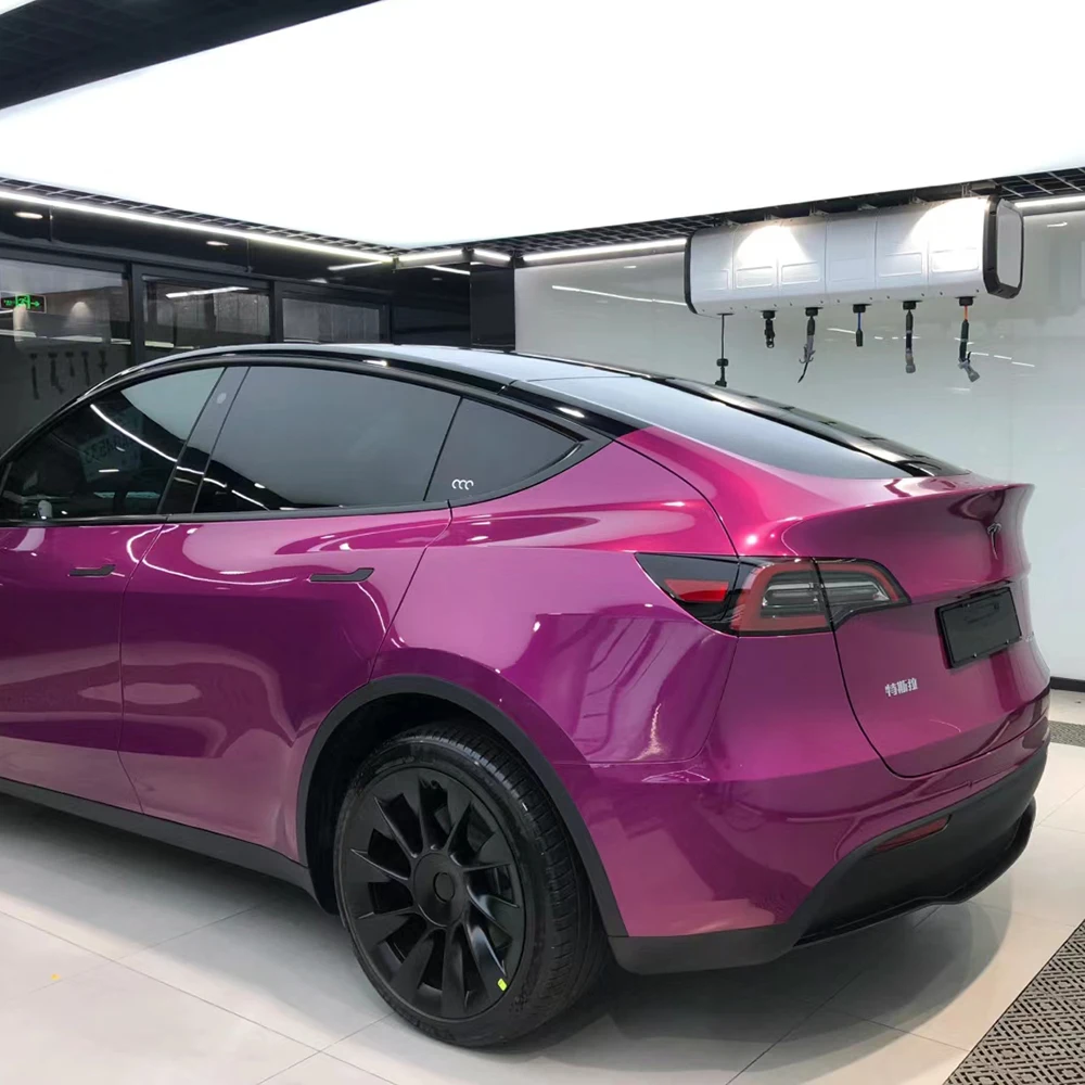 Purple Easy to Install Removable Stretchable Auto Vinyl Premium PET Car Wrap Air Release Durable Coating