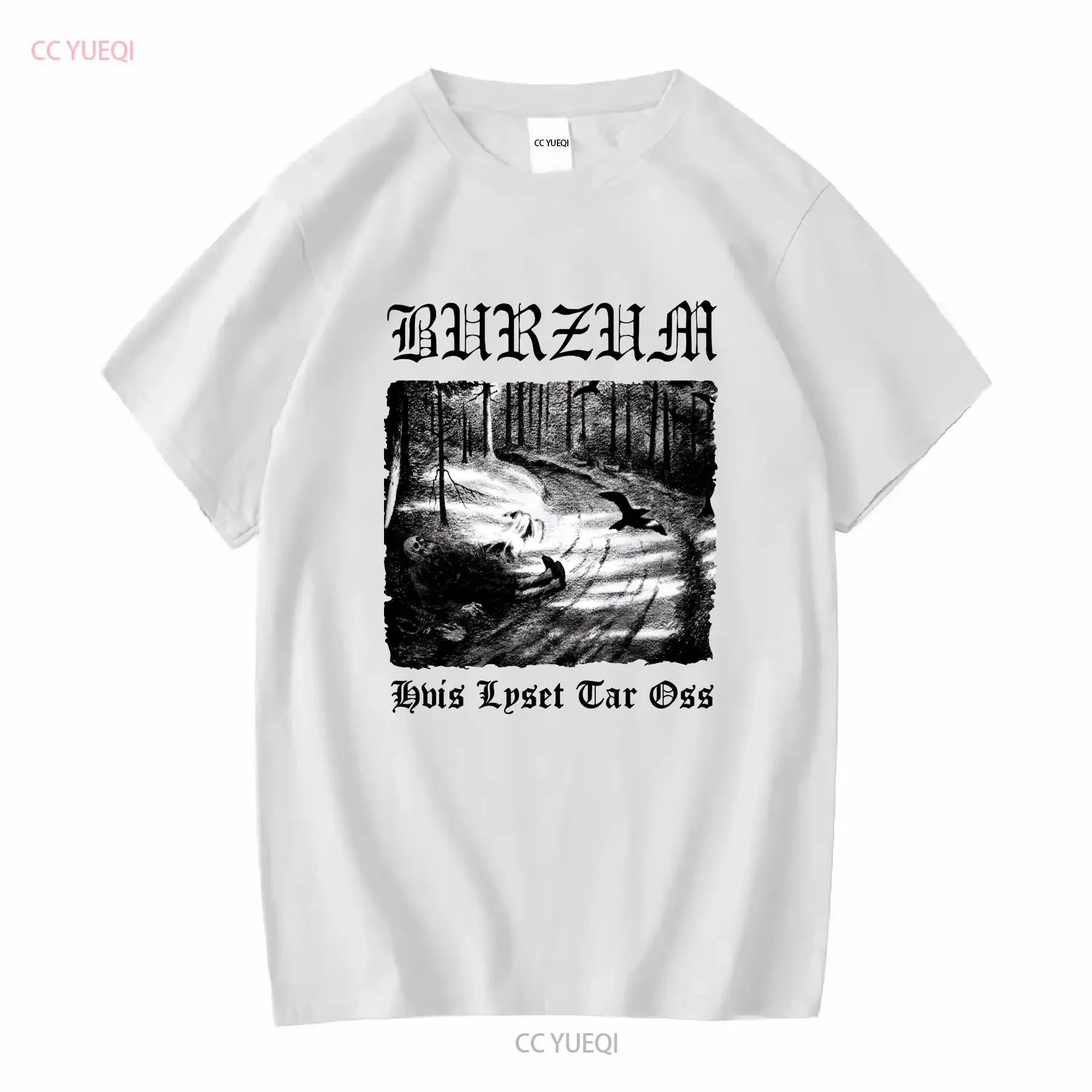burzum hvis lyset tar oss white T Shirt vintage Washed Versatile Unisex graphic Stretched fashion homme Slightly