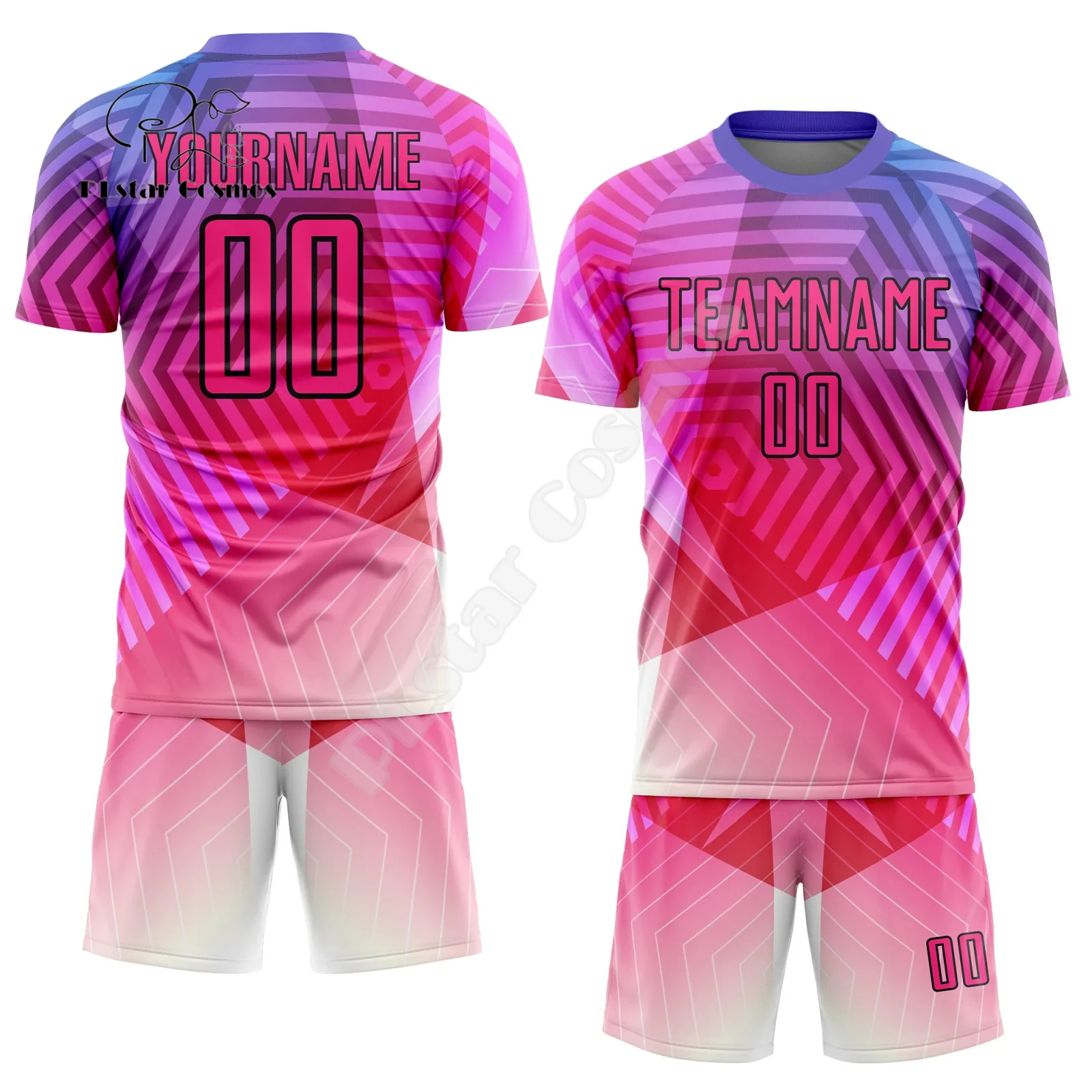 Custom Name Gradient Graffiti Soccer Jersey Football Suits 3DPrint Harajuku Summer Shirts Shorts Pants Combo Short Sleeves X22