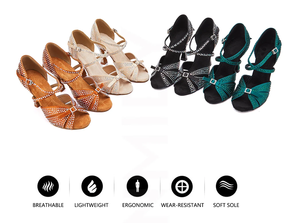 CINMIDY Satin-Lateintanzschuhe für Damen, verstellbare Weite und Schmalheit, Tango-Ballsaalschuhe, stabiler Absatz, Hochzeitsschuhe – Detail 2