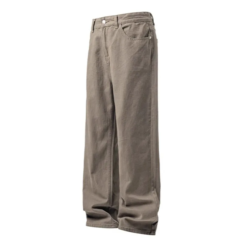 Men's Casual Straight Denim Pants High-End Business Office Loose-Fiting Trousers Man Versatile Simplicity Solid Color Jeans