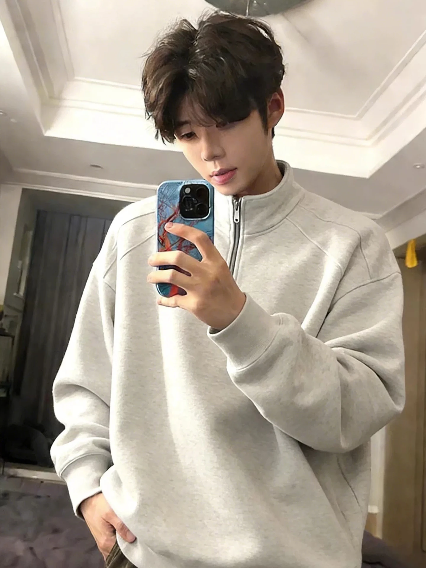 

Мужская американская толстовка на молнии с флисовой подкладкой, длинными рукавами и воротником-стойкой, весенне-осенняя повседневная удобная верхняя одежда