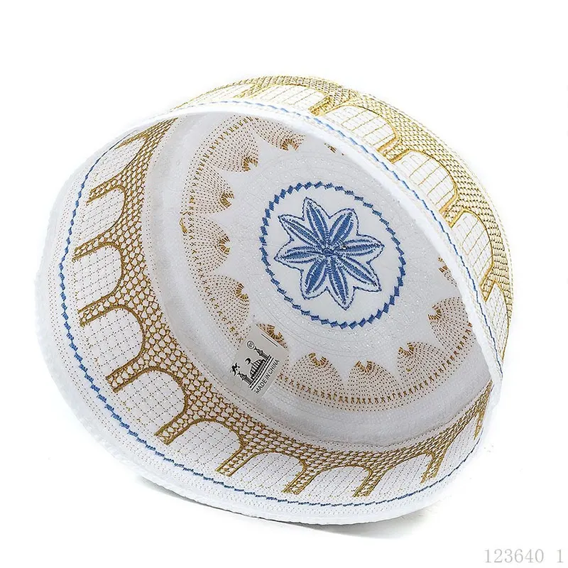 Muslim Men Prayer Caps Cotton Embroidery Leisure Saudi Arabia Islamic Hat Muslim Turban Jewish Cap Men Headscarf Clothing