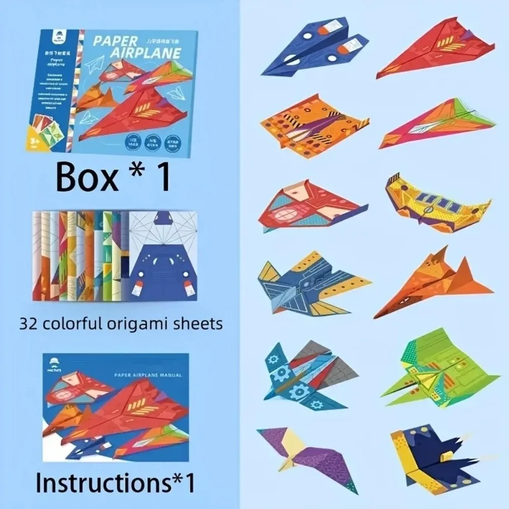 36 Sheets 3D Origami​ Paper Airplane Origami Set 12 Models ​Colored Papers​ STEM Science Kit Handmade Craft Kit Children