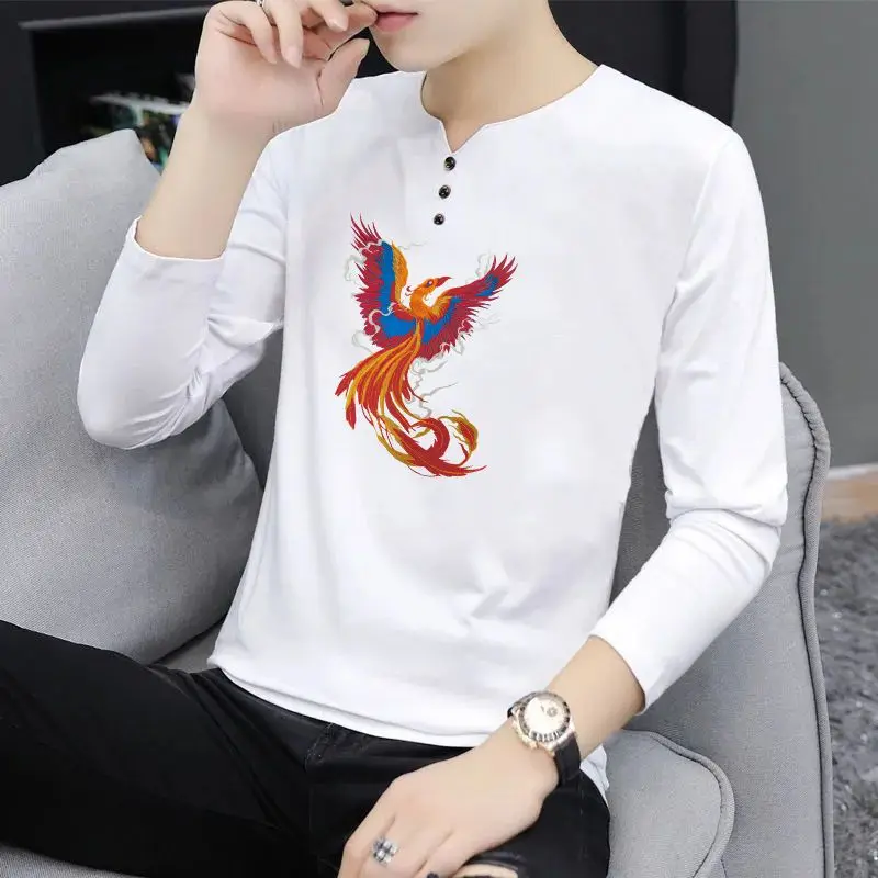 

Men's High Quality Cotton Long Sleeve T-Shirt V Neck Printed Casual Top for Spring Autumn​ Fashion