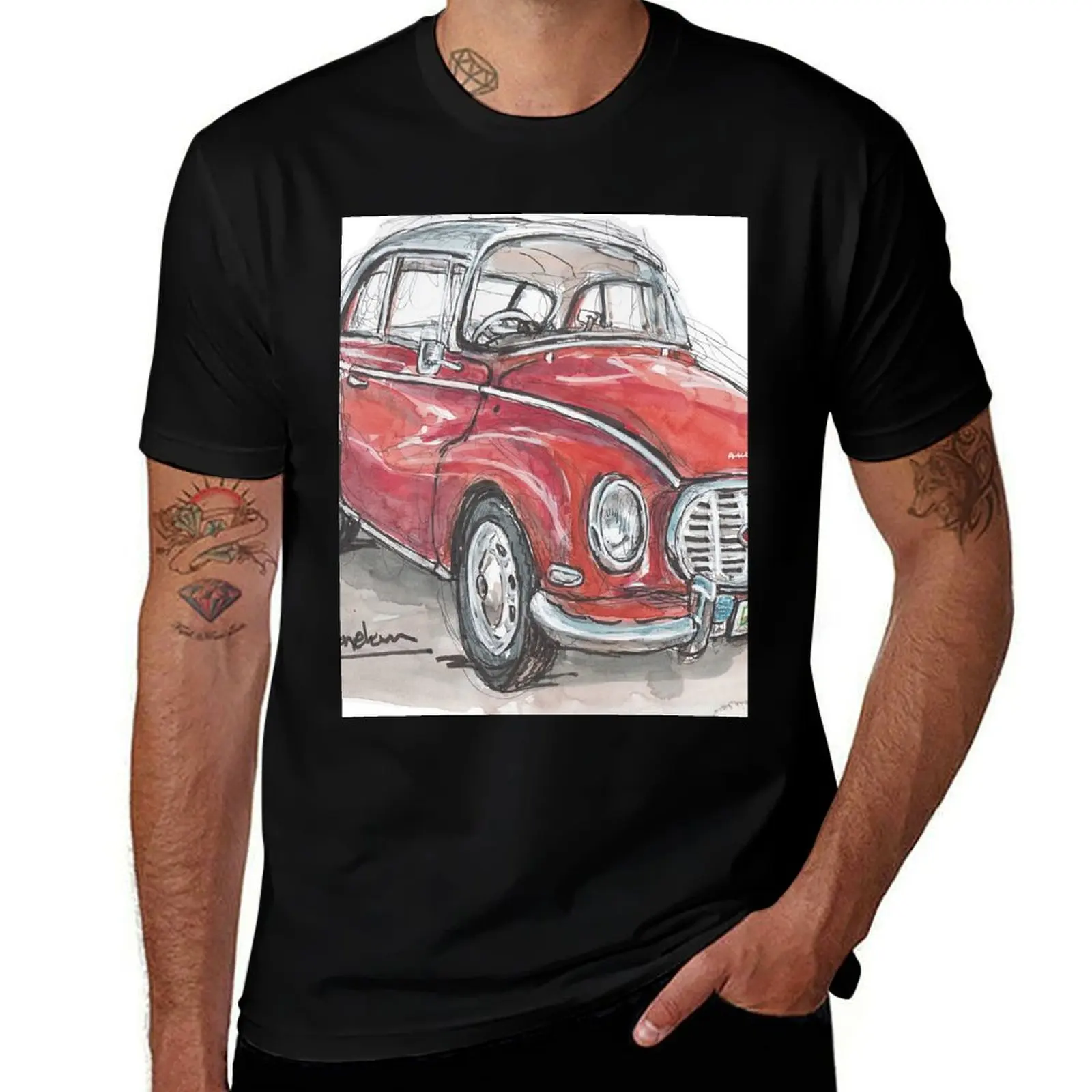 DKW/Auto Union in red T-Shirt Abstract Pattern Print Top T-Shirt